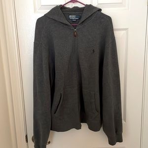 Polo by Ralph Lauren Mens Gray Full Zip Hoodie Size Large